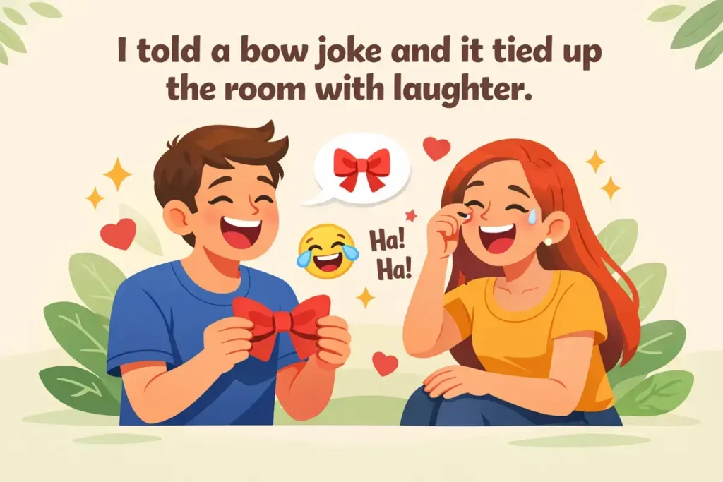 I told a bow joke and it tied up the room with laughter.